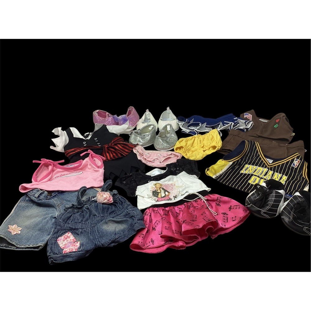 Lot of Build a Bear Clothes Pirate ,Hannah Montana Outfits (4) Pair Shoes+Extras